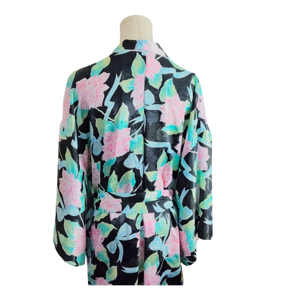 Vintage Christian Dior Kimono Sleeve Satin Robe Womens - Picture 6 of 11